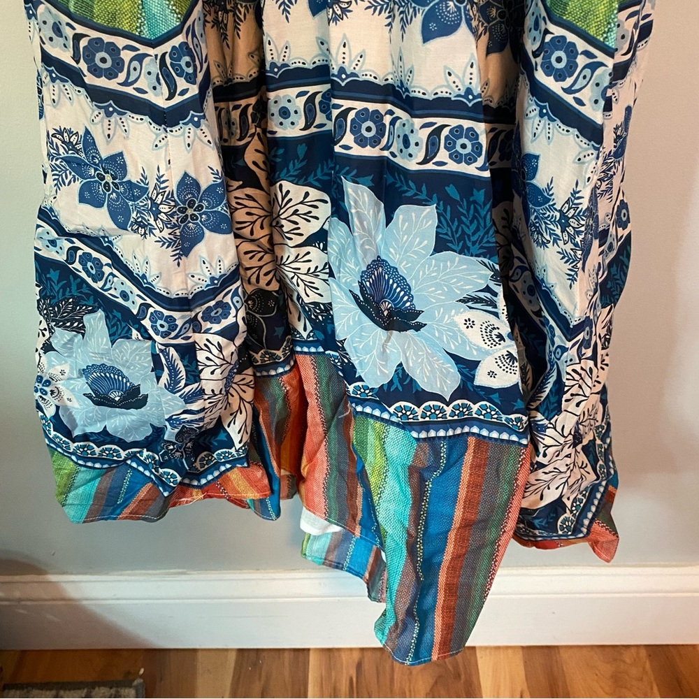 FARM RIO BLUE PALMS BALLOON SLEEVE DRESS SIZE MEDIUM NEW with TAGS - Picture 5 of 16